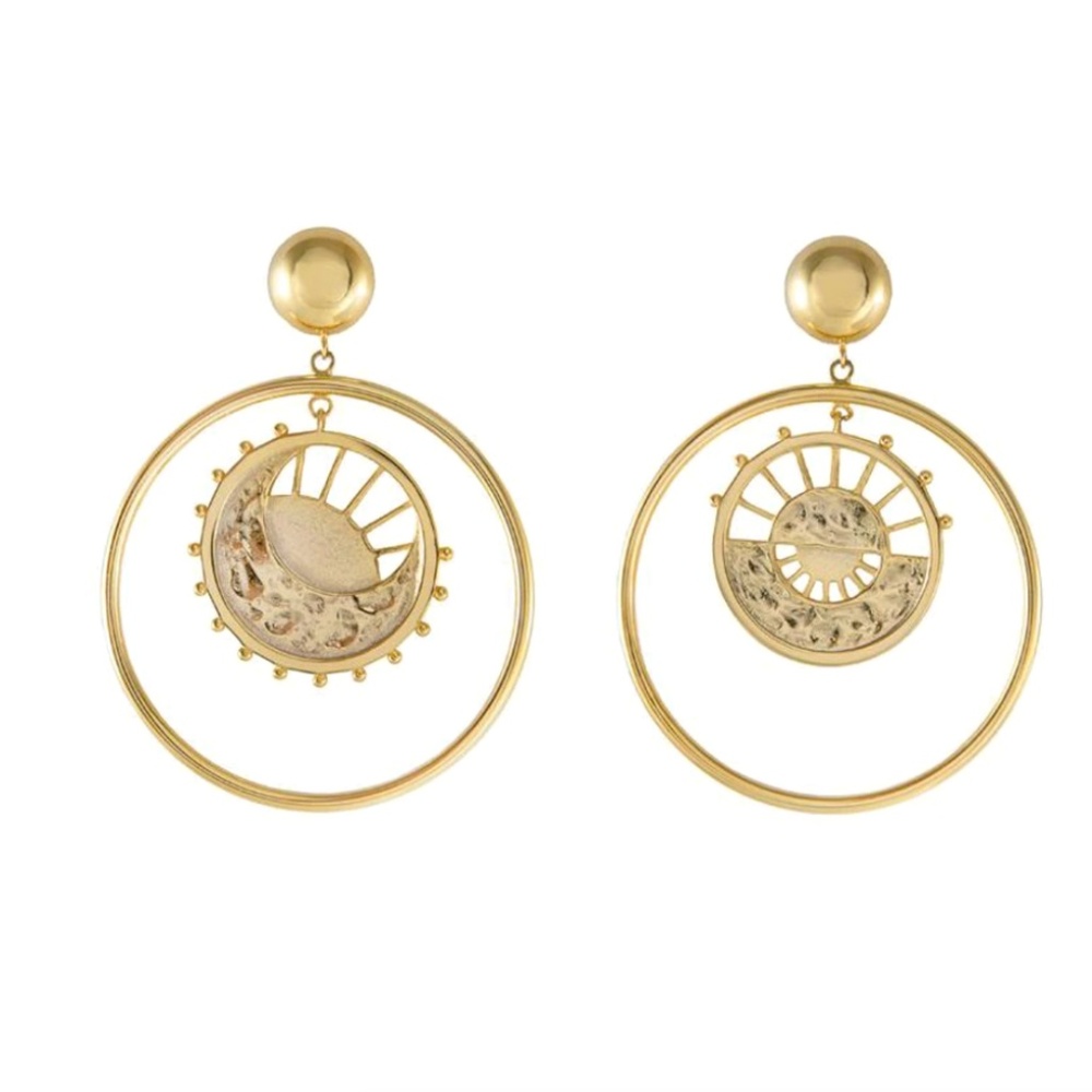 Celestial Hoop Gold Earrings
